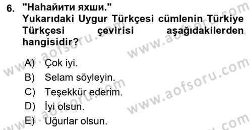 Çağdaş Türk Yazı Dilleri 2 Dersi 2023 - 2024 Yılı (Vize) Ara Sınav Soruları 6. Soru