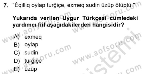 Çağdaş Türk Yazı Dilleri 2 Dersi 2023 - 2024 Yılı (Vize) Ara Sınav Soruları 7. Soru