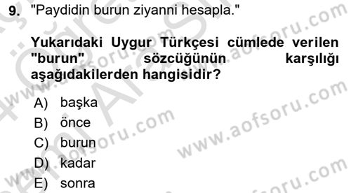 Çağdaş Türk Yazı Dilleri 2 Dersi 2023 - 2024 Yılı (Vize) Ara Sınav Soruları 9. Soru