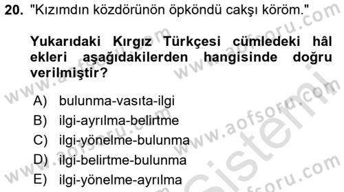 Çağdaş Türk Yazı Dilleri 2 Dersi 2023 - 2024 Yılı (Final) Dönem Sonu Sınav Soruları 20. Soru