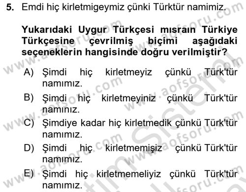 Çağdaş Türk Yazı Dilleri 2 Dersi 2023 - 2024 Yılı (Final) Dönem Sonu Sınav Soruları 5. Soru