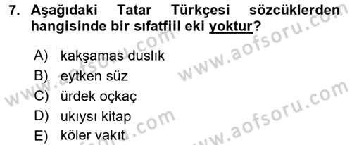 Çağdaş Türk Yazı Dilleri 2 Dersi 2023 - 2024 Yılı (Final) Dönem Sonu Sınav Soruları 7. Soru
