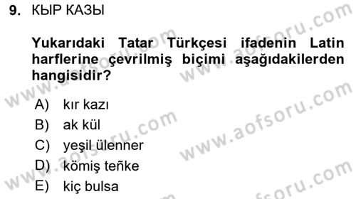 Çağdaş Türk Yazı Dilleri 2 Dersi 2023 - 2024 Yılı (Final) Dönem Sonu Sınav Soruları 9. Soru
