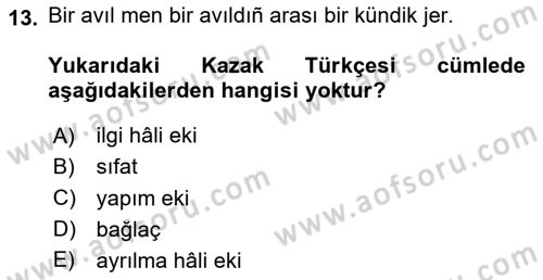 Çağdaş Türk Yazı Dilleri 2 Dersi 2024 - 2025 Yılı (Final) Dönem Sonu Sınav Soruları 13. Soru