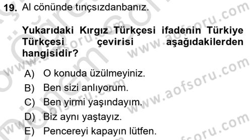 Çağdaş Türk Yazı Dilleri 2 Dersi 2024 - 2025 Yılı (Final) Dönem Sonu Sınav Soruları 19. Soru