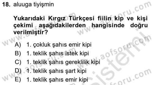 Çağdaş Türk Yazı Dilleri 2 Dersi 2024 - 2025 Yılı Yaz Okulu Sınav Soruları 18. Soru