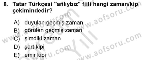 Çağdaş Türk Yazı Dilleri 2 Dersi 2024 - 2025 Yılı Yaz Okulu Sınav Soruları 8. Soru