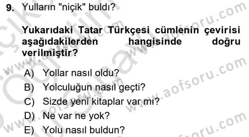 Çağdaş Türk Yazı Dilleri 2 Dersi 2024 - 2025 Yılı Yaz Okulu Sınav Soruları 9. Soru