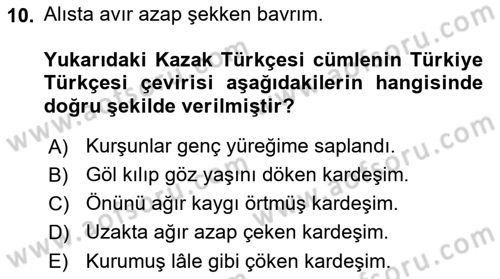 Çağdaş Türk Yazı Dilleri 2 Dersi 2025 - 2026 Yılı (Final) Dönem Sonu Sınav Soruları 10. Soru