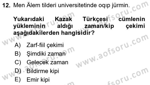 Çağdaş Türk Yazı Dilleri 2 Dersi 2025 - 2026 Yılı (Final) Dönem Sonu Sınav Soruları 12. Soru