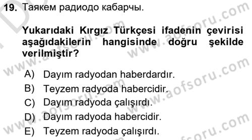 Çağdaş Türk Yazı Dilleri 2 Dersi 2025 - 2026 Yılı (Final) Dönem Sonu Sınav Soruları 19. Soru