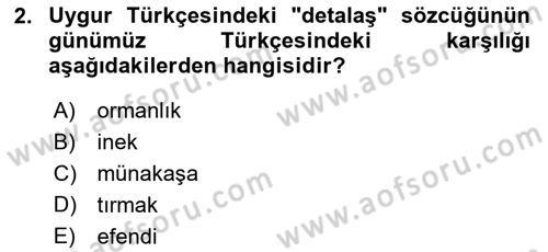 Çağdaş Türk Yazı Dilleri 2 Dersi 2025 - 2026 Yılı (Final) Dönem Sonu Sınav Soruları 2. Soru