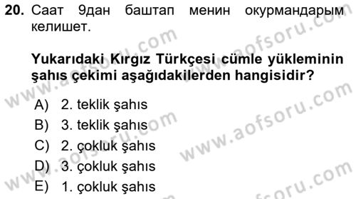Çağdaş Türk Yazı Dilleri 2 Dersi 2025 - 2026 Yılı (Final) Dönem Sonu Sınav Soruları 20. Soru