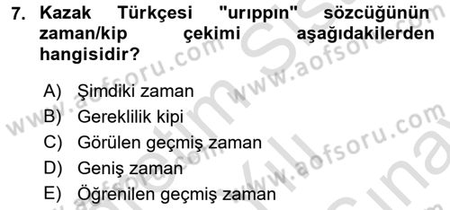 Çağdaş Türk Yazı Dilleri 2 Dersi 2025 - 2026 Yılı (Final) Dönem Sonu Sınav Soruları 7. Soru