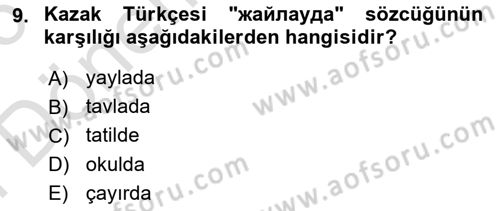 Çağdaş Türk Yazı Dilleri 2 Dersi 2025 - 2026 Yılı (Final) Dönem Sonu Sınav Soruları 9. Soru