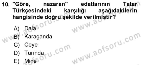 Çağdaş Türk Yazı Dilleri 2 Dersi 2025 - 2026 Yılı Yaz Okulu Sınav Soruları 10. Soru