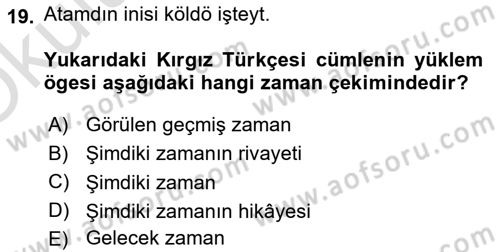 Çağdaş Türk Yazı Dilleri 2 Dersi 2025 - 2026 Yılı Yaz Okulu Sınav Soruları 19. Soru
