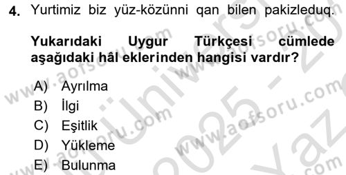 Çağdaş Türk Yazı Dilleri 2 Dersi 2025 - 2026 Yılı Yaz Okulu Sınav Soruları 4. Soru