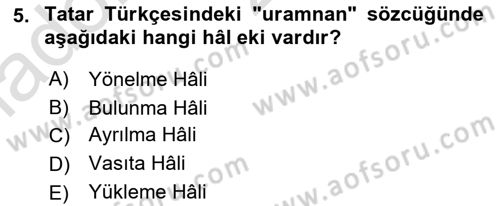 Çağdaş Türk Yazı Dilleri 2 Dersi 2025 - 2026 Yılı Yaz Okulu Sınav Soruları 5. Soru