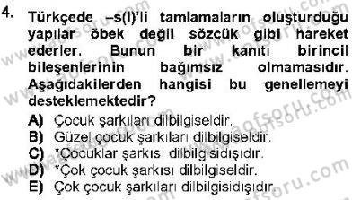Genel Dilbilim 1 Dersi Ara Sınavı Deneme Sınav Soruları 4. Soru