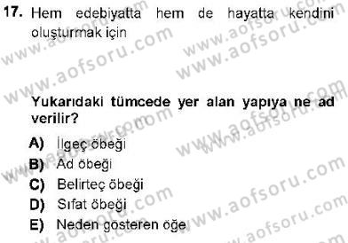 Genel Dilbilim 1 Dersi 2012 - 2013 Yılı (Final) Dönem Sonu Sınav Soruları 17. Soru