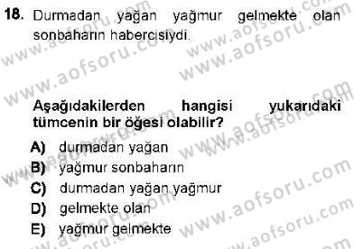 Genel Dilbilim 1 Dersi 2012 - 2013 Yılı (Final) Dönem Sonu Sınav Soruları 18. Soru