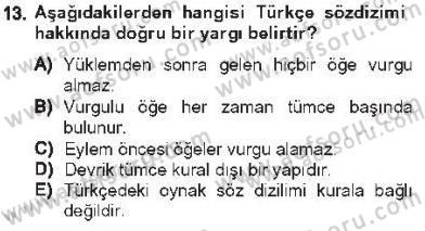 Genel Dilbilim 1 Dersi 2012 - 2013 Yılı Tek Ders Sınav Soruları 13. Soru