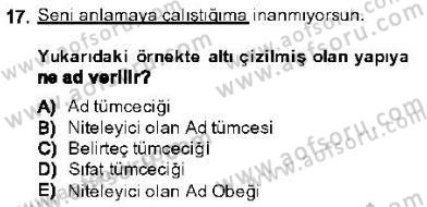Genel Dilbilim 1 Dersi 2013 - 2014 Yılı (Final) Dönem Sonu Sınav Soruları 17. Soru