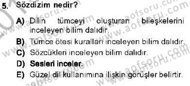 Genel Dilbilim 1 Dersi 2013 - 2014 Yılı (Final) Dönem Sonu Sınav Soruları 5. Soru