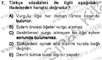 Genel Dilbilim 1 Dersi 2013 - 2014 Yılı (Final) Dönem Sonu Sınav Soruları 7. Soru