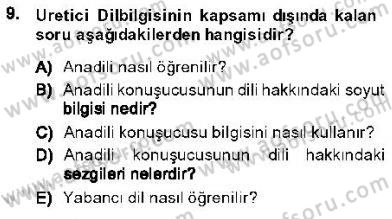 Genel Dilbilim 1 Dersi 2013 - 2014 Yılı (Final) Dönem Sonu Sınav Soruları 9. Soru