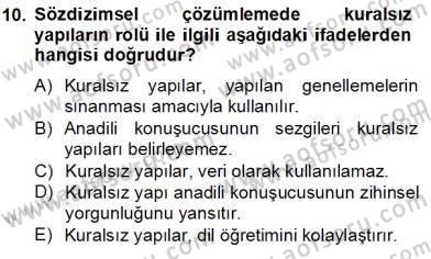 Genel Dilbilim 1 Dersi 2013 - 2014 Yılı Tek Ders Sınav Soruları 10. Soru