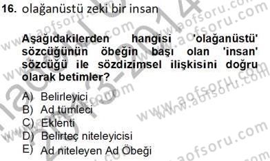 Genel Dilbilim 1 Dersi 2013 - 2014 Yılı Tek Ders Sınav Soruları 16. Soru