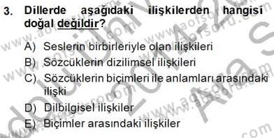 Genel Dilbilim 1 Dersi Ara Sınavı Deneme Sınav Soruları 3. Soru