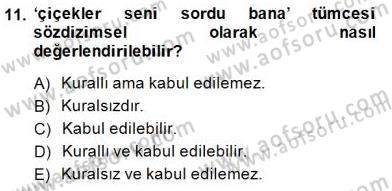 Genel Dilbilim 1 Dersi 2014 - 2015 Yılı (Final) Dönem Sonu Sınav Soruları 11. Soru