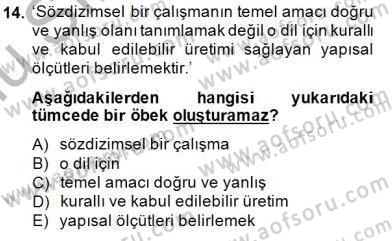 Genel Dilbilim 1 Dersi 2014 - 2015 Yılı (Final) Dönem Sonu Sınav Soruları 14. Soru