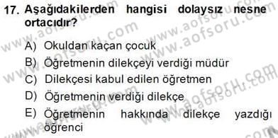 Genel Dilbilim 1 Dersi 2014 - 2015 Yılı (Final) Dönem Sonu Sınav Soruları 17. Soru