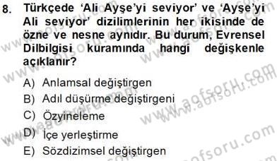 Genel Dilbilim 1 Dersi 2014 - 2015 Yılı (Final) Dönem Sonu Sınav Soruları 8. Soru