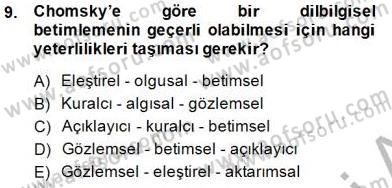 Genel Dilbilim 1 Dersi 2014 - 2015 Yılı (Final) Dönem Sonu Sınav Soruları 9. Soru