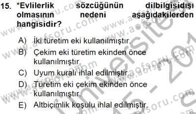 Genel Dilbilim 1 Dersi Ara Sınavı Deneme Sınav Soruları 15. Soru