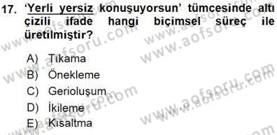 Genel Dilbilim 1 Dersi 2015 - 2016 Yılı (Vize) Ara Sınav Soruları 17. Soru