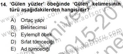 Genel Dilbilim 1 Dersi 2015 - 2016 Yılı (Final) Dönem Sonu Sınav Soruları 14. Soru