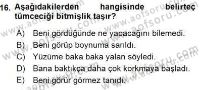 Genel Dilbilim 1 Dersi 2015 - 2016 Yılı (Final) Dönem Sonu Sınav Soruları 16. Soru