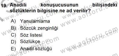 Genel Dilbilim 1 Dersi 2015 - 2016 Yılı (Final) Dönem Sonu Sınav Soruları 19. Soru