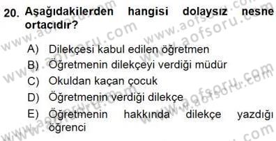 Genel Dilbilim 1 Dersi 2015 - 2016 Yılı (Final) Dönem Sonu Sınav Soruları 20. Soru