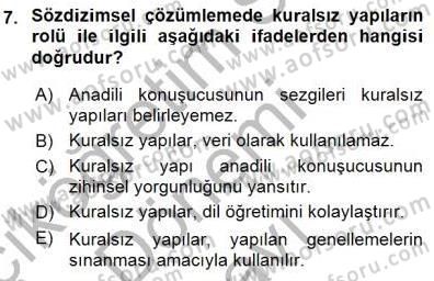 Genel Dilbilim 1 Dersi 2015 - 2016 Yılı (Final) Dönem Sonu Sınav Soruları 7. Soru