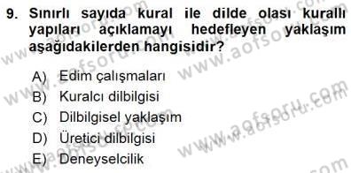 Genel Dilbilim 1 Dersi 2015 - 2016 Yılı (Final) Dönem Sonu Sınav Soruları 9. Soru