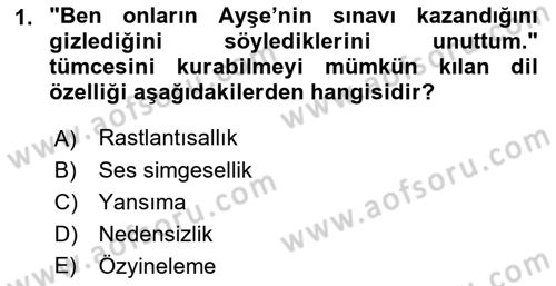 Genel Dilbilim 1 Dersi 2016 - 2017 Yılı (Final) Dönem Sonu Sınav Soruları 1. Soru