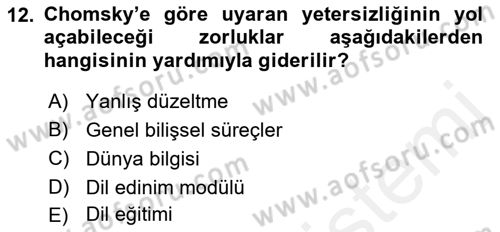 Genel Dilbilim 1 Dersi 2016 - 2017 Yılı (Final) Dönem Sonu Sınav Soruları 12. Soru
