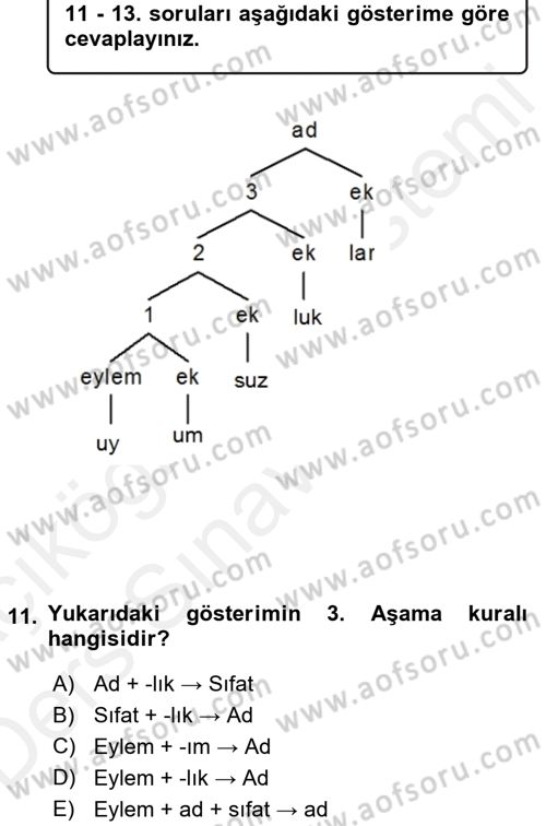 Genel Dilbilim 1 Dersi 2017 - 2018 Yılı 3 Ders Sınav Soruları 11. Soru